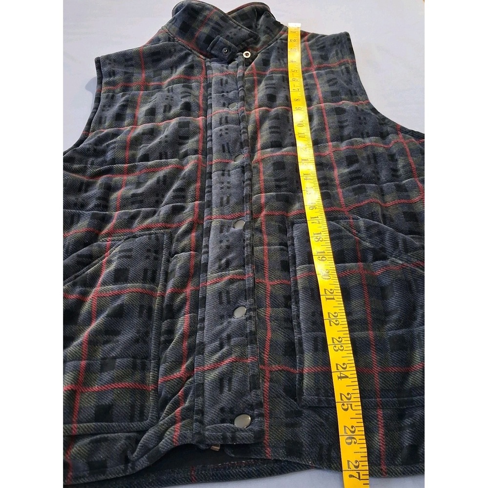 Jones New York Sport Womens Cotton Polyester Velvet Plaid Zip Up‎ Vest Pockets - Picture 3 of 9